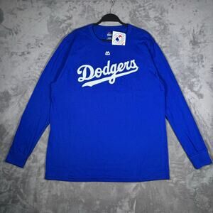 Los Angeles Dodgers Majestic Long Sleeve Shirt Blue XL NWT